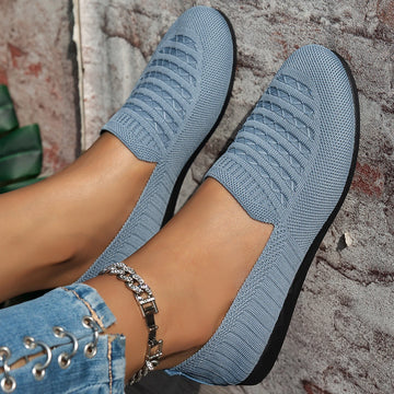 Xajzpa Elastic Knitting Flats Slip on Shoes for Women  Summer Breathable Soft Loafers Woman Lightweight Casual Shoes Mom Moccasins